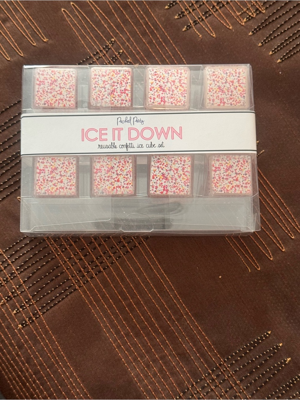 Ice It Down Reusable Confetti Ice Cube Set - Pink Confetti
